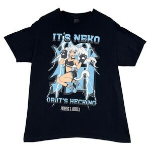 FourEyes x AhhGela "IT'S NEKO OR IT'S HECK NO" Graphic T-Shirt Black‎ - Size L